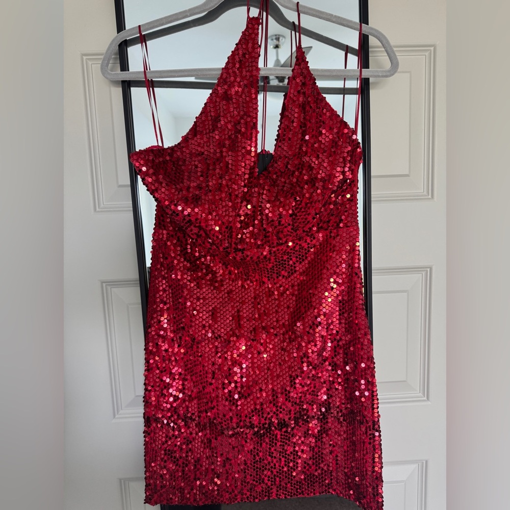 Zara Red Sequin Dress Small